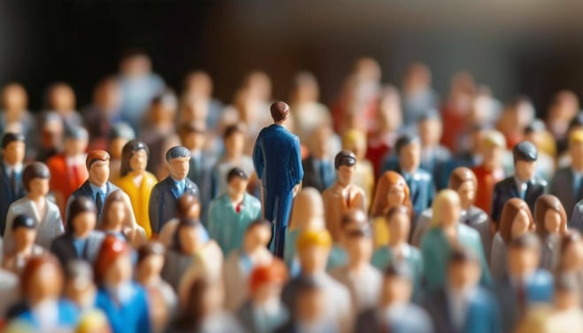 highlighting an employee among crowd in office figurines-1