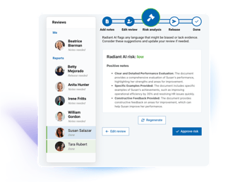 AI performance review risk analysis screenshot